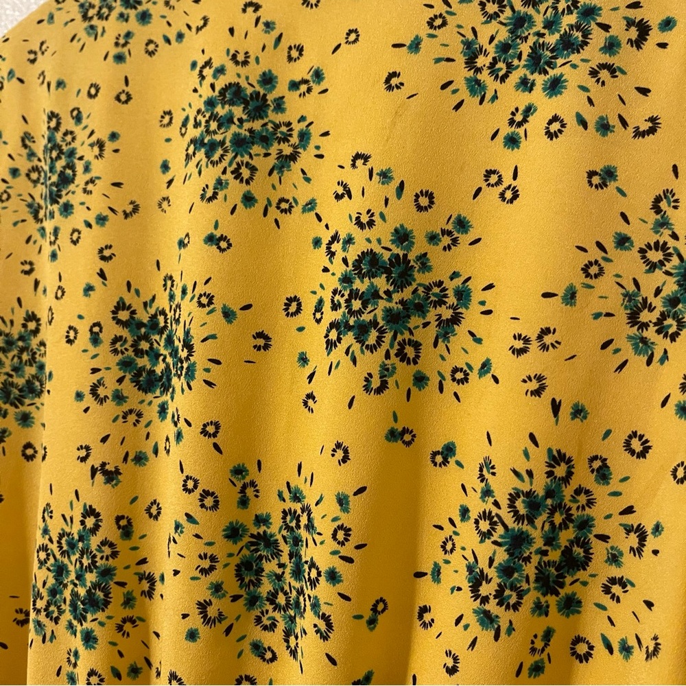 Kensie Women’s Dress Size Medium Yellow and Green Floral Midi Dress - Picture 10 of 13